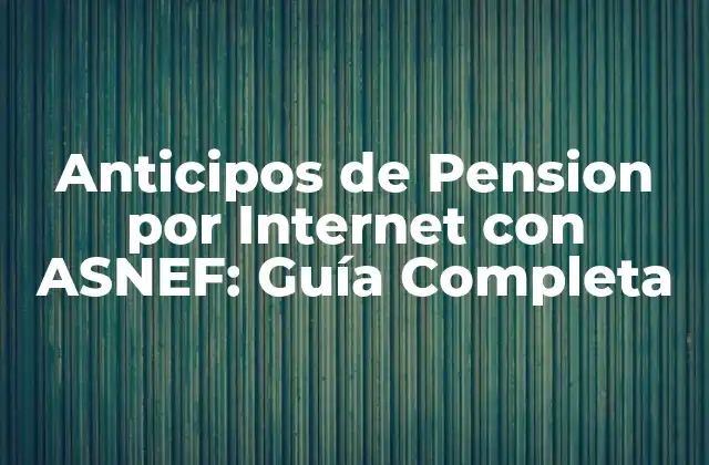 Anticipos de Pension por Internet con Asnef: Guía Completa