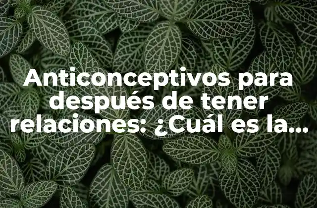 Anticonceptivos para Después de Tener Relaciones: ¿cuál es la Mejor Opción?