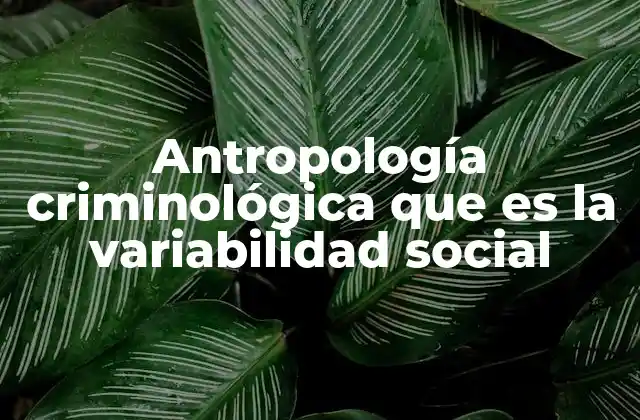 Antropología Criminológica que es la Variabilidad Social