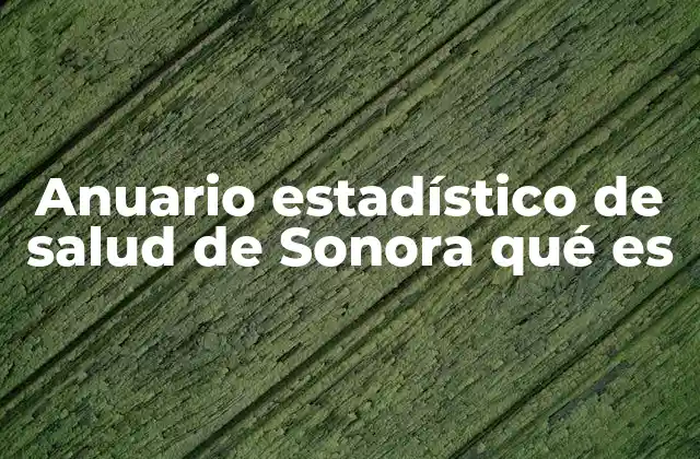 Anuario Estadístico de Salud de Sonora Qué es