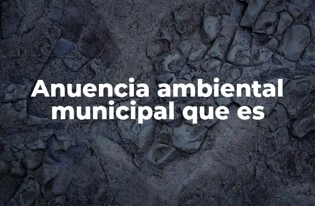 Anuencia Ambiental Municipal que es