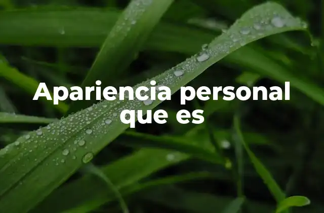 Apariencia Personal que es