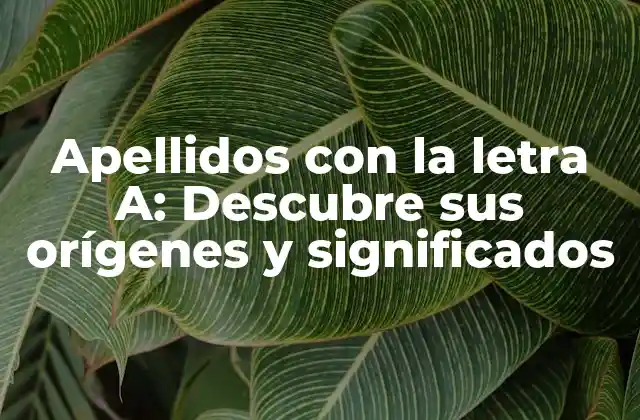 Apellidos con la Letra A: Descubre Sus Orígenes y Significados