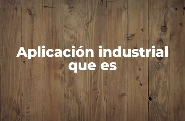 Aplicación Industrial que es