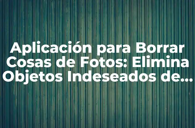 Aplicación para Borrar Cosas de Fotos: Elimina Objetos Indeseados de Tus Imágenes