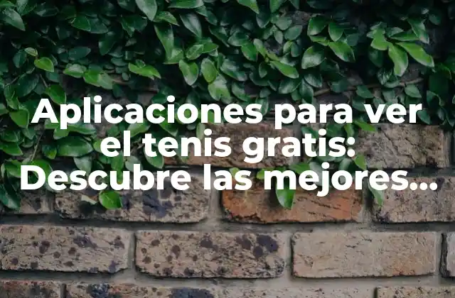 Aplicaciones para Ver el Tenis Gratis: Descubre las Mejores Opciones