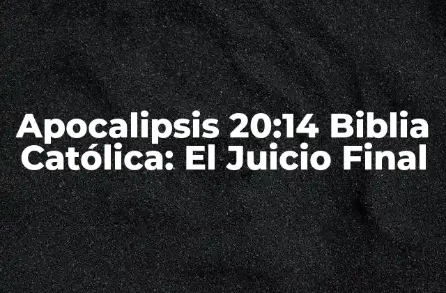 Apocalipsis 20:14 Biblia Católica: el Juicio Final 2 El Contexto de Apocalipsis 20:14
