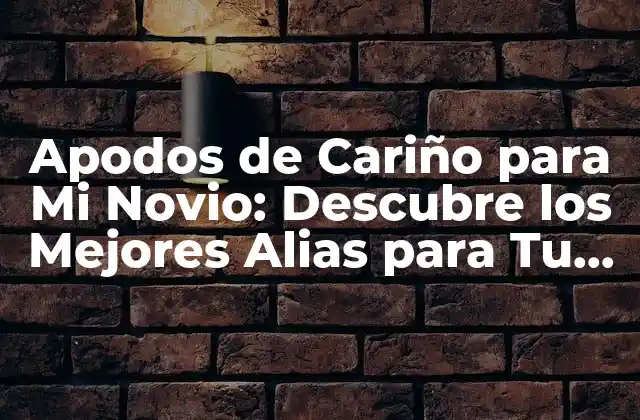 Apodos de Cariño para Mi Novio: Descubre los Mejores Alias para Tu Pareja