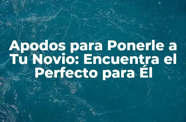 Apodos para Ponerle a Tu Novio: Encuentra el Perfecto para Él
