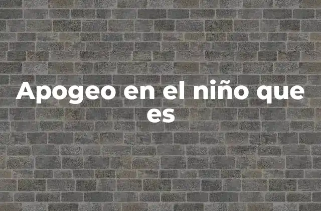 Apogeo en el Niño que es
