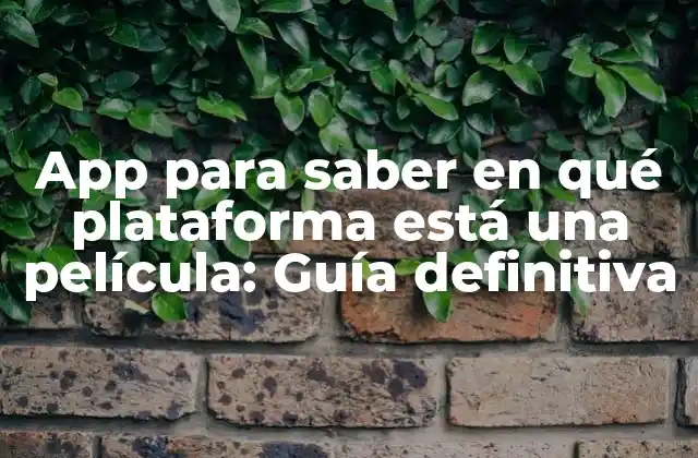 App para Saber en Qué Plataforma Está una Película: Guía Definitiva