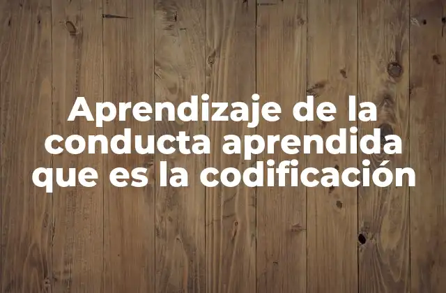 Aprendizaje de la Conducta Aprendida que es la Codificación