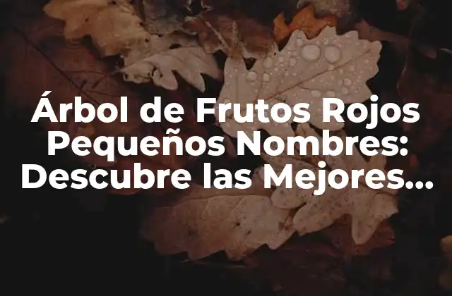 Árbol de Frutos Rojos Pequeños Nombres: Descubre las Mejores Opciones