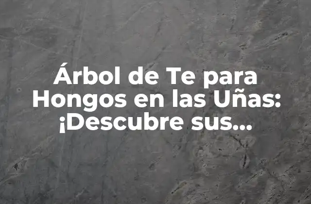 Árbol de Te para Hongos en las Uñas: ¡descubre Sus Propiedades Medicinales!