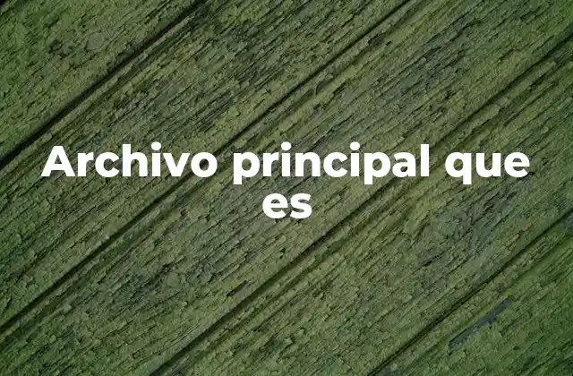 Archivo Principal que es