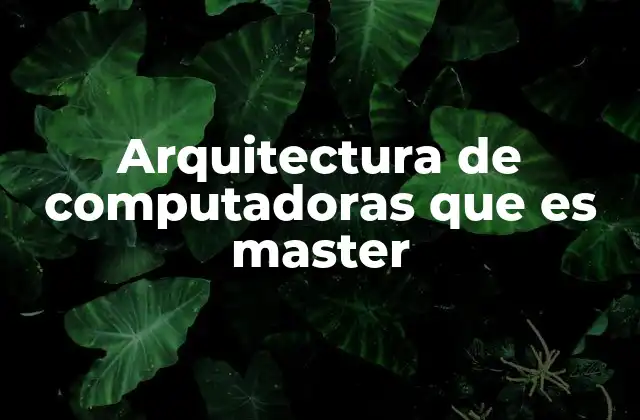 Arquitectura de Computadoras que es Master