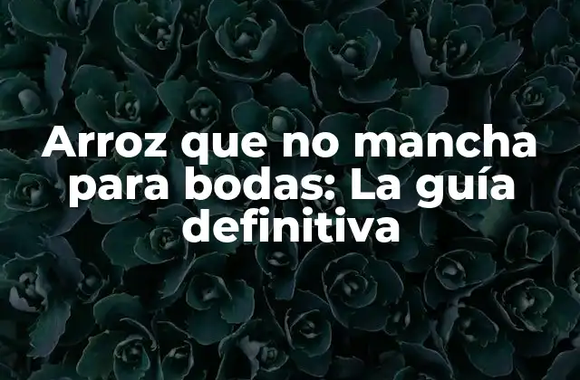 Arroz que No Mancha para Bodas: la Guía Definitiva