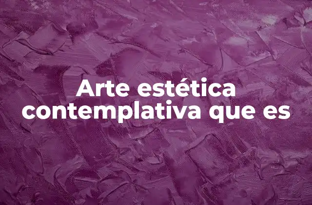 Arte Estética Contemplativa que es