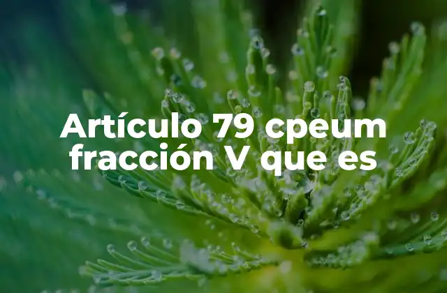 Artículo 79 Cpeum Fracción V que es