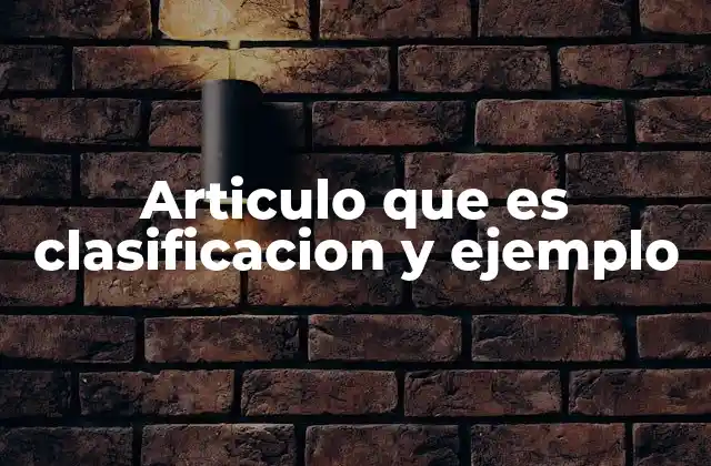 Articulo que es Clasificacion y Ejemplo