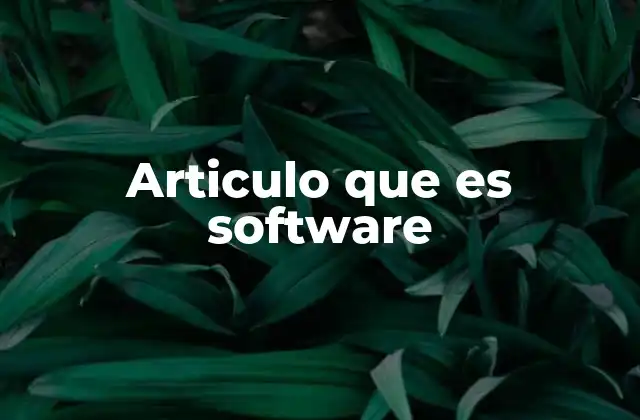 Articulo que es Software