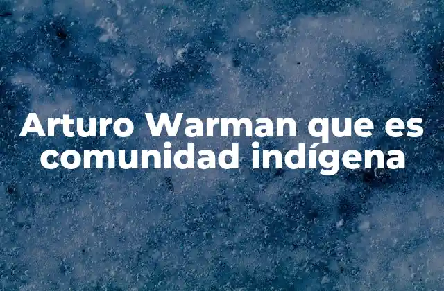 Arturo Warman que es Comunidad Indígena