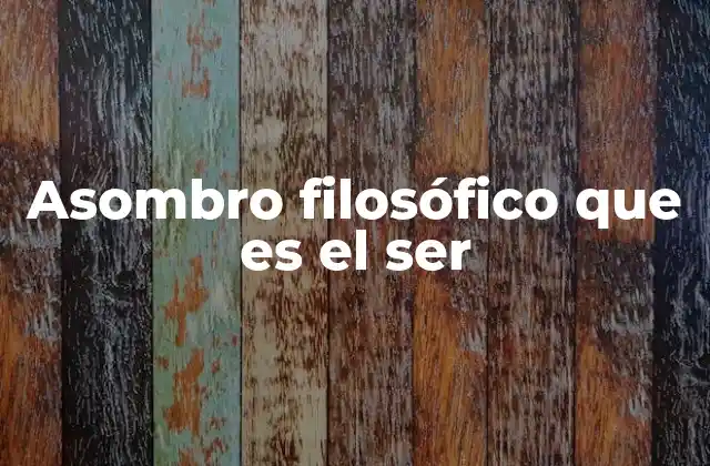 Asombro Filosófico que es el Ser