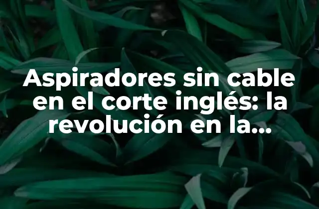 Aspiradores sin Cable en el Corte Inglés: la Revolución en la Limpieza