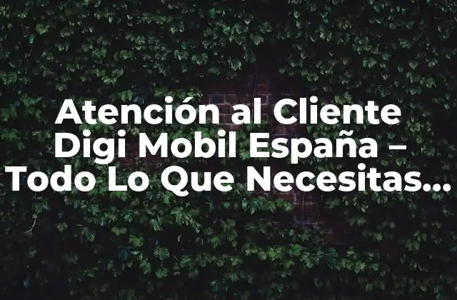 Atención Al Cliente Digi Mobil España – Todo Lo que Necesitas Saber