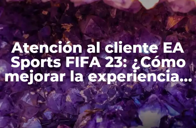 Atención Al Cliente Ea Sports Fifa 23: ¿cómo Mejorar la Experiencia Del Usuario?