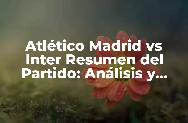 Atlético Madrid Vs Inter Resumen Del Partido: Análisis y Resultados