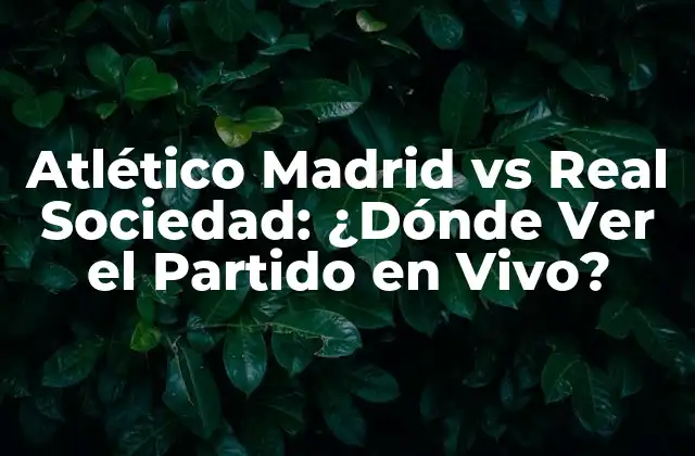 Atlético Madrid Vs Real Sociedad: ¿dónde Ver el Partido en Vivo?