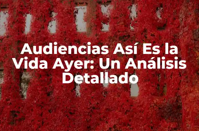 Audiencias Así es la Vida Ayer: un Análisis Detallado