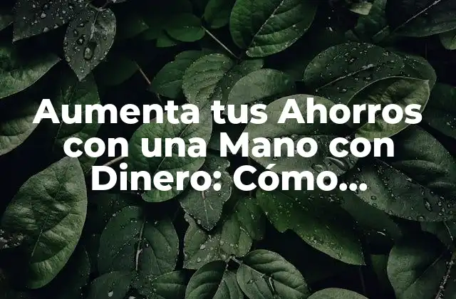 Aumenta Tus Ahorros con una Mano con Dinero: Cómo Administrar Tus Finanzas
