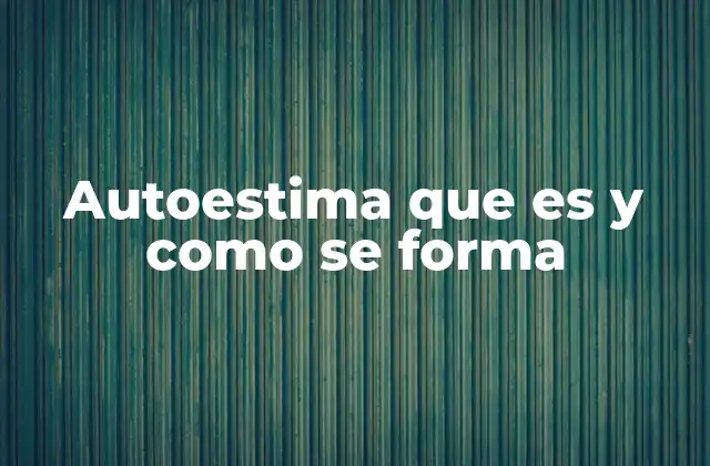 Autoestima que es y como Se Forma