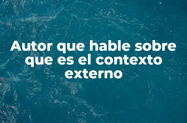 Autor que Hable sobre que es el Contexto Externo