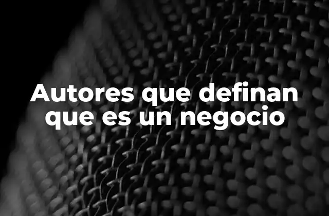 Autores que Definan que es un Negocio