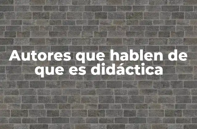 Autores que Hablen de que es Didáctica