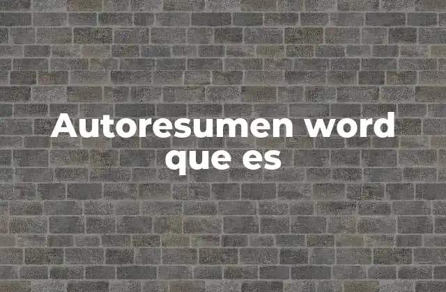 Autoresumen Word que es