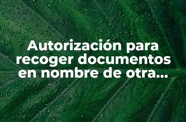Autorización para Recoger Documentos en Nombre de Otra Persona: Guía Completa
