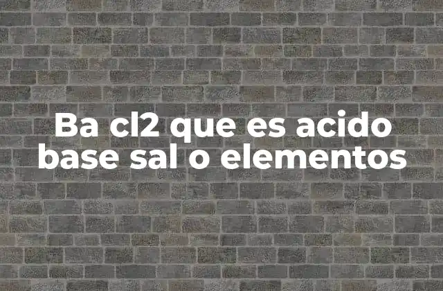 Clasificación del BaCl₂ en el contexto químico
