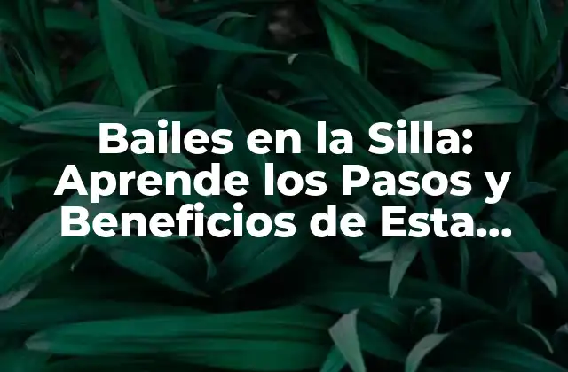 Bailes en la Silla: Aprende los Pasos y Beneficios de Esta Tendencia