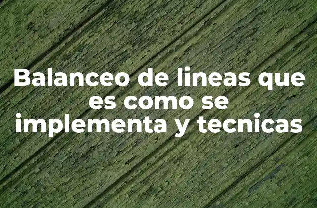 Balanceo de Lineas que es como Se Implementa y Tecnicas