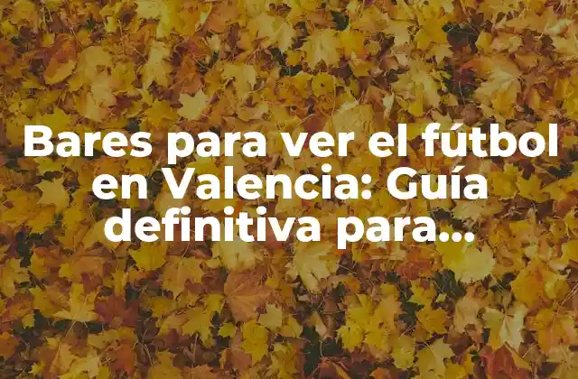 Bares para Ver el Fútbol en Valencia: Guía Definitiva para Disfrutar Del Partido
