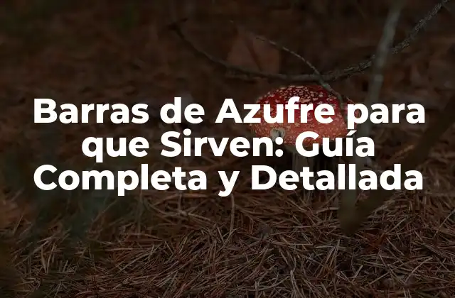 Barras de Azufre para que Sirven: Guía Completa y Detallada