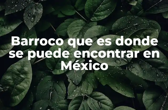 Barroco que es Donde Se Puede Encontrar en México