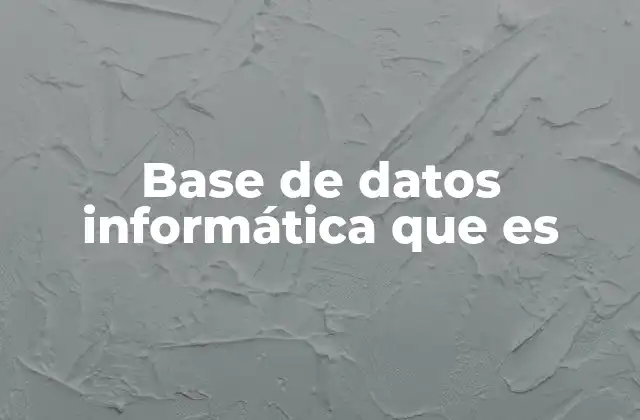 Base de Datos Informática que es