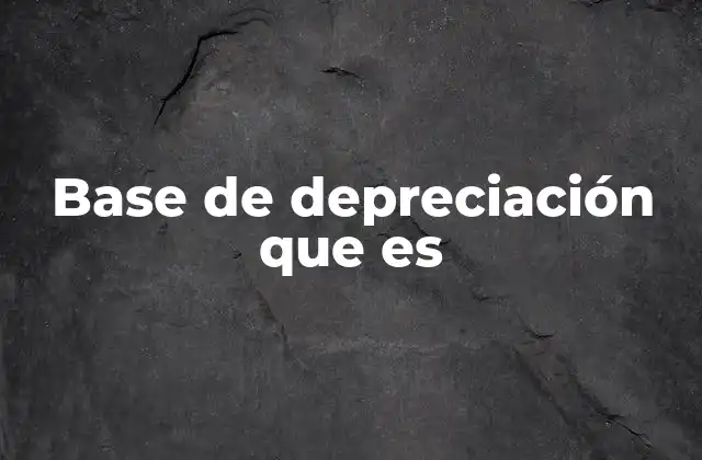 Base de Depreciación que es