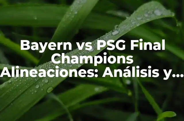 Bayern Vs Psg Final Champions Alineaciones: Análisis y Pronósticos