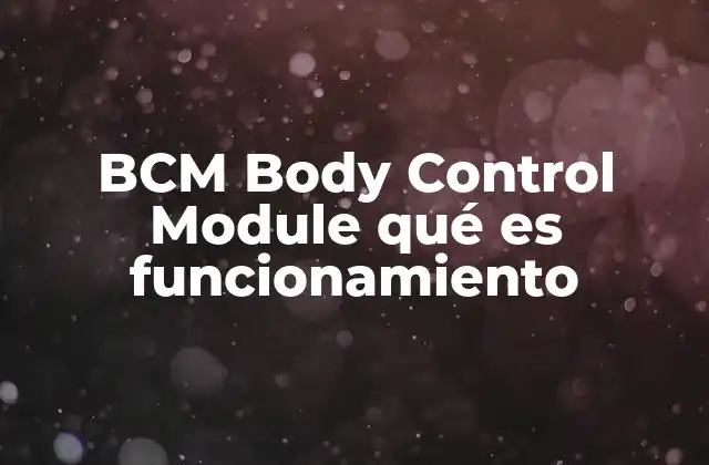 Bcm Body Control Module Qué es Funcionamiento